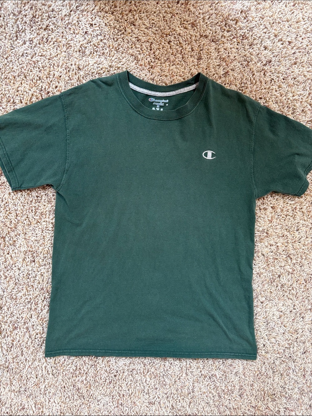 Champion Small Logo Crew Neck Tee in Dark Green